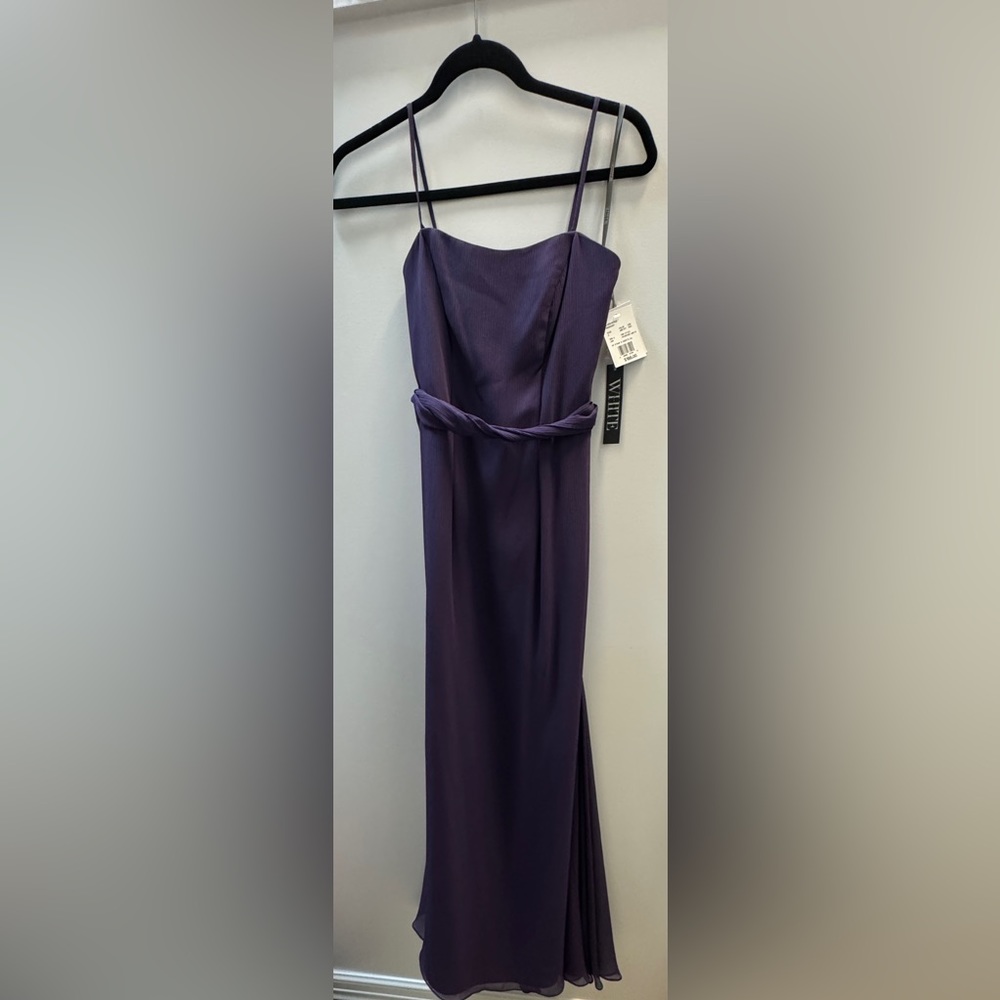 WHITE by VERA WANG Amethyst Long Crepe Dress